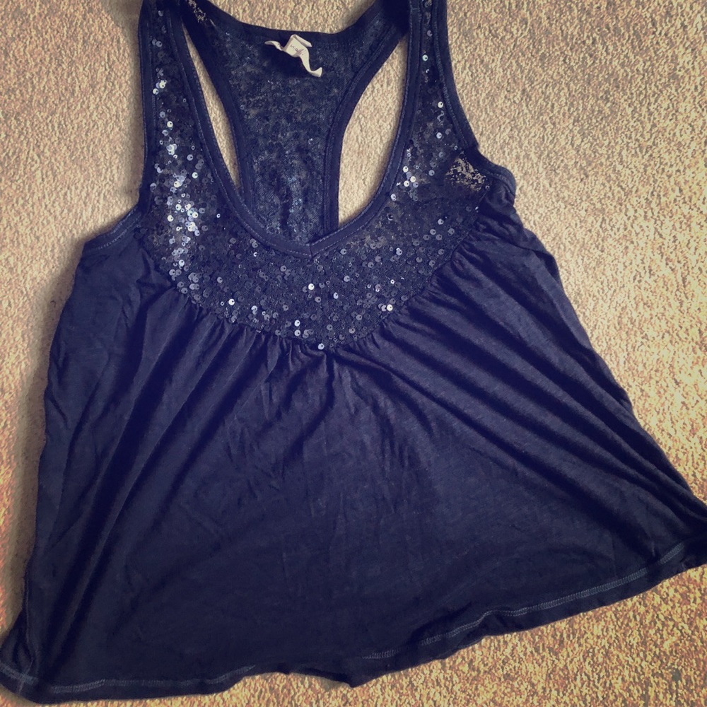 Navy blue glittery Tank